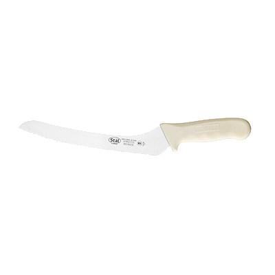 Winco KWP-92 Stal Offset Bread Knife with White Handle, 9-1/4" Blade