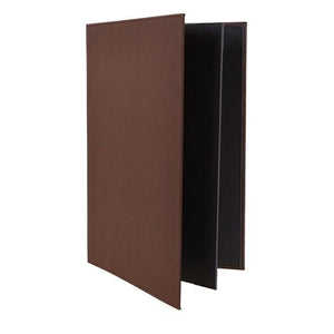 Winco LMF-814BN Brown Leatherette Four Panel Menu Cover 8-1/2" X 14"