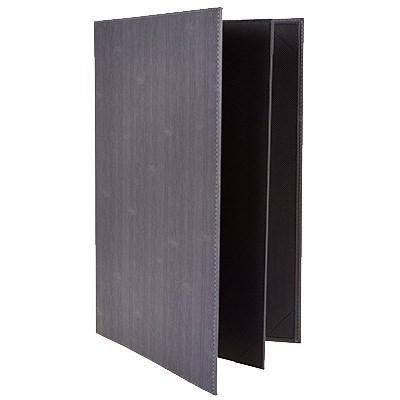 Winco LMF-814GY Gray Leatherette Four Panel Menu Cover 8-1/2" X 14"