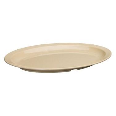 Winco MMPO-139 Melamine Oval Platters, Narrow Rim, Tan, 13-1/4"