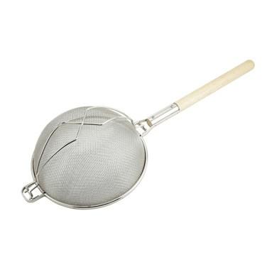 Winco MST-12D Nickel-Plated Reinforced Double Mesh Strainer, Round Handle, 12"