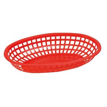 Winco POB-R Oval Fast Food Basket, Red