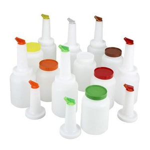 Winco PPB-2MX Liquor/Juice Pour Bottle Set, 12 Per Case, 2 Of Each Color, 2 Qt