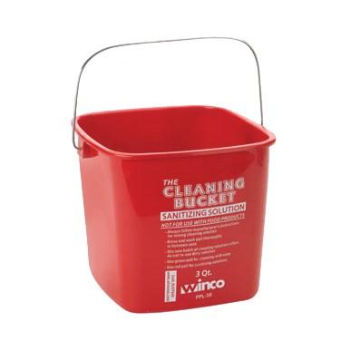 Winco PPL-3R Cleaning Bucket, Red Sanitizing, 3 Qt