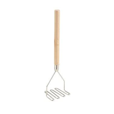 Winco PTM-18S Potato Masher With Wooden Handle, 4-1/2”