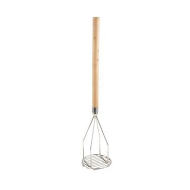 Winco PTM-24R Potato Masher With Wooden Handle, 5” Round