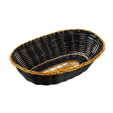 Winco PWBK-9V Oval Woven Basket, Black With Gold Trim