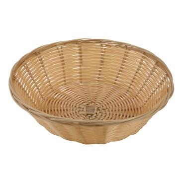 Winco PWBN-9R 9" Round Tan Polypropylene Woven Basket