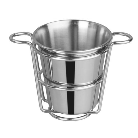 Winco SFCW-4S Stainless Steel Fry Cup With Wire Holder, 4" Dia