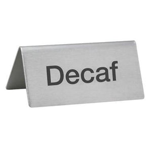 Winco SGN-102 Tent Sign, Stainless Steel, Decaf