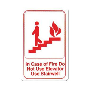 Winco SGN-683W Information Sign, 6"W X 9"H, In Case Of Fire Do Not Use Elevator…
