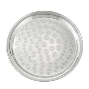 Winco STRS-14 Stainless Steel Round Serving Tray With Swirl Pattern, 14" Dia