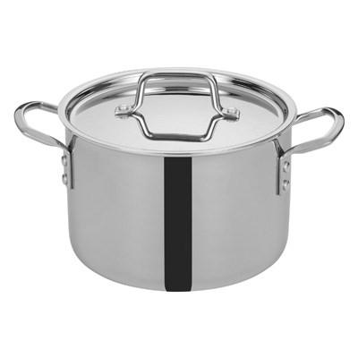 Winco TGSP-6 Tri-Ply Induction Ready Stock Pot with Cover 6 Qt