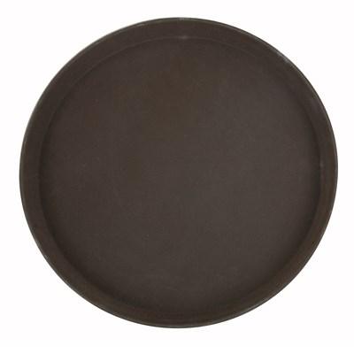 Winco TRH-11 Easy-Hold Rubber-Lined Tray, Round, Brown