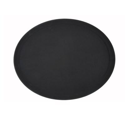 Winco TRH-2722K Easy-Hold Rubber-Lined Tray, 22 X 27 , Oval, Black