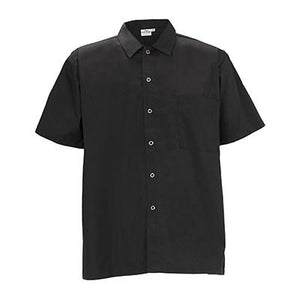 Winco UNF-1K3XL Short-Sleeved Chef Shirt (3XL), Black Poly-Cotton Blend