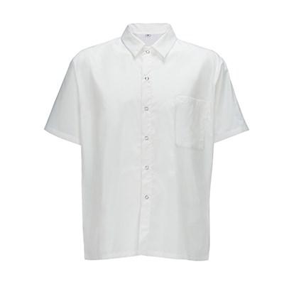 Winco UNF-1W3XL Chef Shirt (3XL), Short-Sleeved White Poly-Cotton Blend
