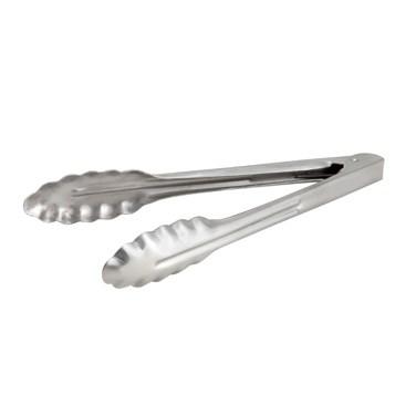 Winco UT-9HT Stainless Steel Utility Tongs, Extra Heavyweight, 9”