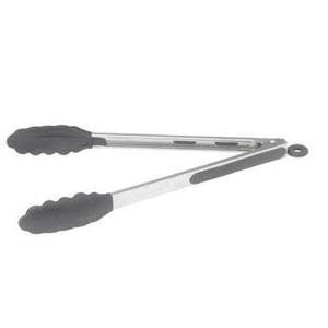 Winco UTS-12K Silicone Grip Utility Tongs With Lock Clip, Stainless Steel, 12”