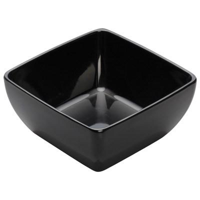 Winco WDM009-304 Linza Melamine Square Mini Bowl, Black, 7-1/2"