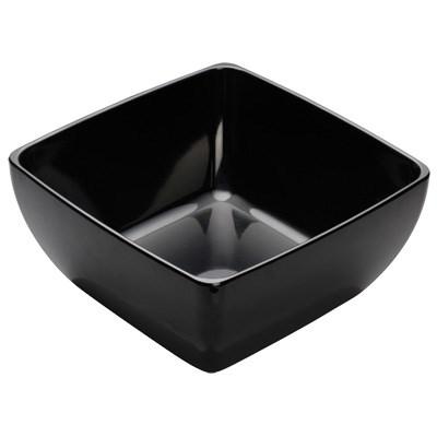 Winco WDM009-305 Linza Melamine Square Mini Bowl, Black, 10"
