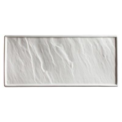 Winco WDP001-203 Calacatta Porcelain Rectangular Platter, Creamy White, 13-7/8"