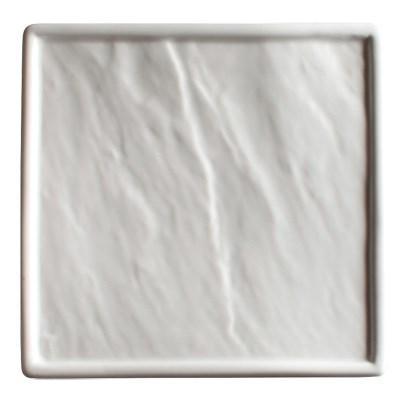 Winco WDP001-205 Calacatta Porcelain Square Platter, Creamy White, 6-7/8"