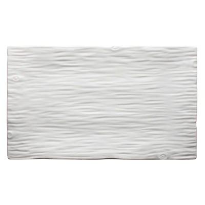 Winco WDP002-203 Dalmata Porcelain Rectangular Platter, Creamy White, 15-3/4"