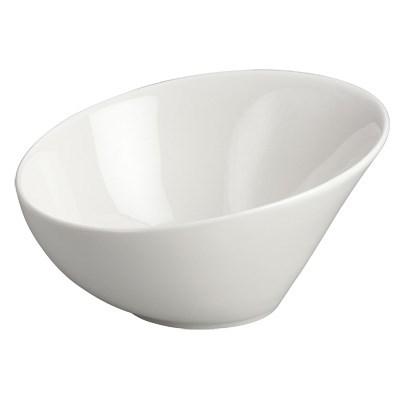 Winco WDP003-201 Rimini Porcelain Angled Bowl, Creamy White, 6-1/2"
