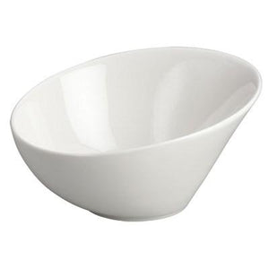 Winco WDP003-202 Rimini Porcelain Angled Bowl, Creamy White, 8-1/4"
