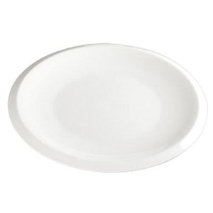 Winco WDP006-202 Bergomi Porcelain Oval Plate, Creamy White, 10-1/4"