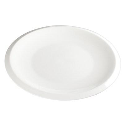 Winco WDP006-202 Bergomi Porcelain Oval Plate, Creamy White, 10-1/4"