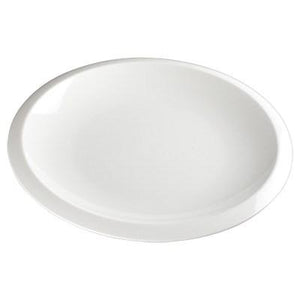 Winco WDP006-203 Bergomi Porcelain Oval Plate, Creamy White, 12-1/2"