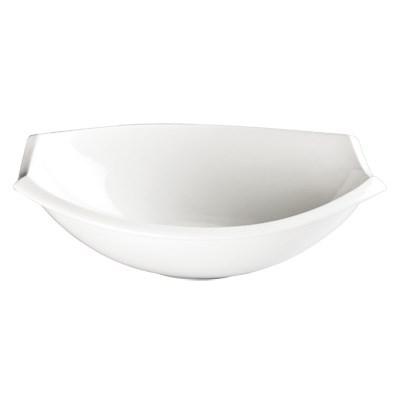 Winco WDP006-204 Bergomi Porcelain Oval Bowl, Creamy White, 8"