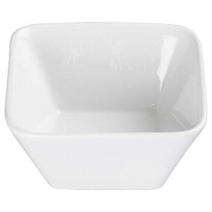 Winco WDP008-101 Laurets Porcelain Square Bowl, Bright White, 4-1/2"