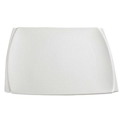 Winco WDP009-102 Bettini Porcelain Square Plate, Bright White, 12"