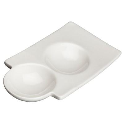 Winco WDP017-106 Loures 6" Porcelain Duo Dish, Bright White