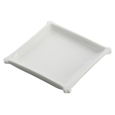Winco WDP018-101 Edessa Porcelain Square Dish, Bright White, 4-1/4"