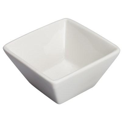 Winco WDP021-105 Mescalore 3-1/8" Porcelain Square Mini Bowl, Bright White