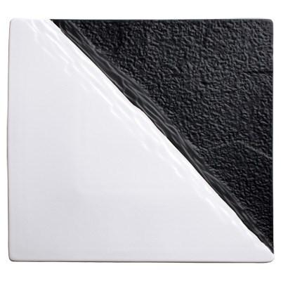Winco WDP023-204 Visca Porcelain Square Platter, Black & White, 11"