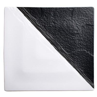 Winco WDP023-205 Visca Porcelain Square Platter, Black & White, 13"