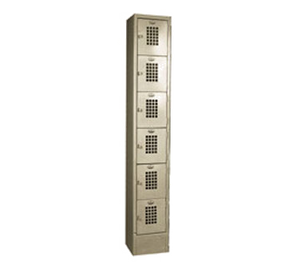Winholt WL-66 Lockers, 6-tier, floor mounted, 12"W x 12"D x 78"H, beige finish, fully assembled