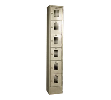 Winholt WL-66 Lockers, 6-tier, floor mounted, 12"W x 12"D x 78"H, beige finish, fully assembled