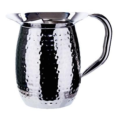 Winco WPB-2CH Hammered Bell Pitcher With Ice Guard, Stainless Steel, 2 Qt