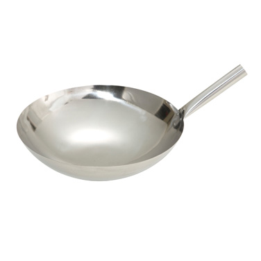 Winco WOK-14N Chinese Wok, 14" dia., round, riveted joint handle, stainless steel, mirror finish