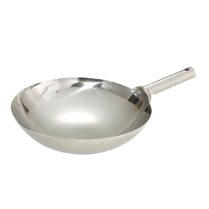 Winco WOK-14W Chinese Wok, 14" dia., round, welded joint handle, stainless steel, mirror finish