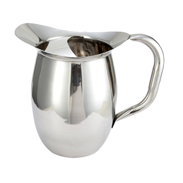 Winco WPB-2C Bell Pitcher, 2 quart, with ice catcher, heavy weight stainless steel, mirror finish