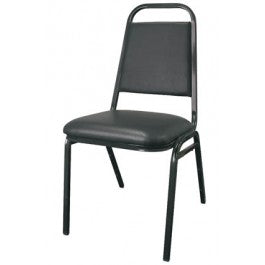 Oak Street SL2082BLACK Metal Square Stack Chair Black with Black Vinyl