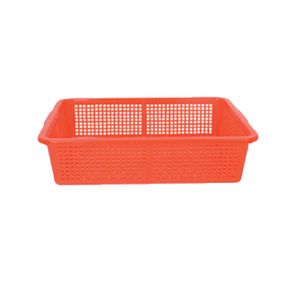 Thunder Group PLFB003 Perforated Rectangular Red Basket 18" x 13.75"