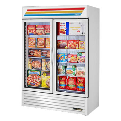 Display Two-Section Freezer, with (2) Hinged Glass Doors